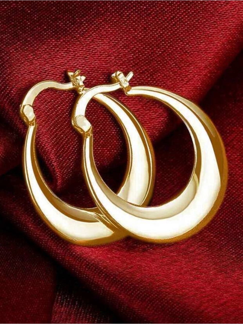 Gold Crescent Hoop Earrings for Women